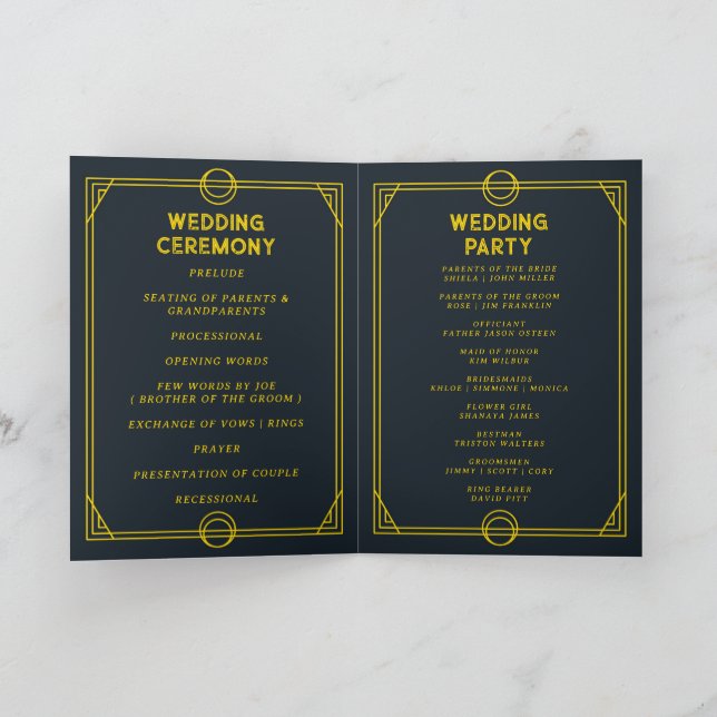tarjeta de programa de boda plegable con monograma (Interior)