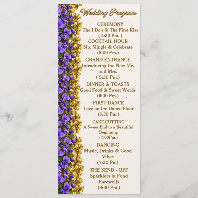 Tarjeta de programa de boda Violeta de Nueva Jerse (Anverso)