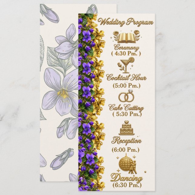 Tarjeta de programa de boda Violeta de Nueva Jerse (Anverso / Reverso)