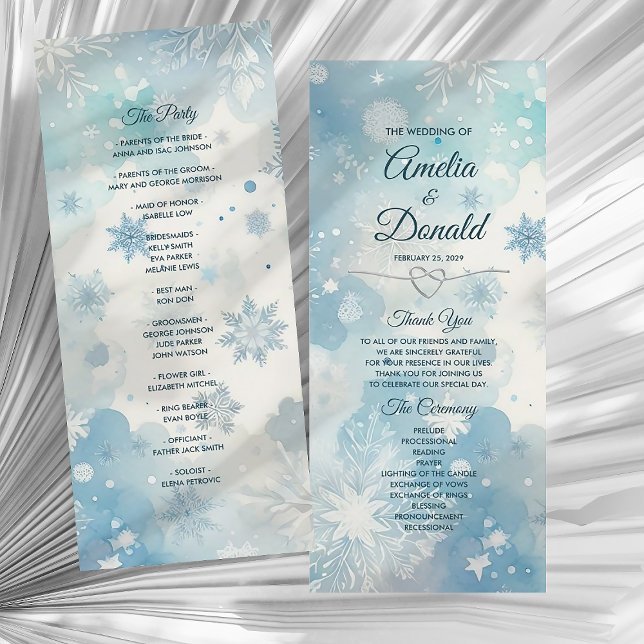 Tarjeta de programa de boda Winter Wonderland (Subido por el creador)