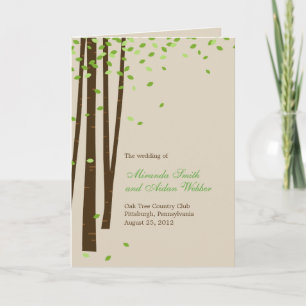Tarjeta de programa de bodas de árboles forestales