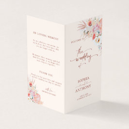 Tarjeta de programa de bodas florales de Rubor Pea