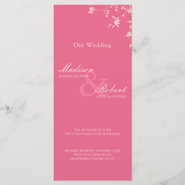 Tarjeta de programa de bodas para parejas de luna  (Anverso)
