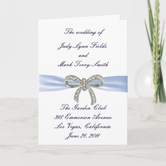 Tarjeta de programa de casamiento con diamantes az (Anverso)