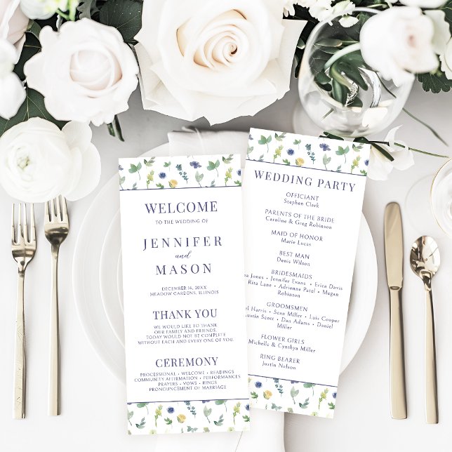 Tarjeta de programa de casamiento de flores amaril (Subido por el creador)