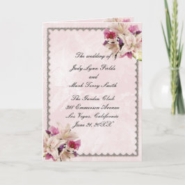 Tarjeta de programa de casamiento de mármol rosa c