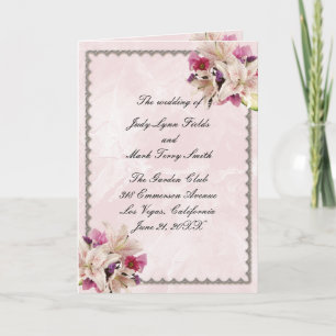 Tarjeta de programa de casamiento de mármol rosa c