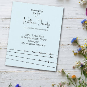 Tarjeta de programa de celebración de la vida de p