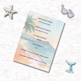 Tarjeta de programa de ceremonia de boda en playa 