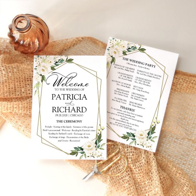 Tarjeta de programa de ceremonia de boda floral bl (Subido por el creador)