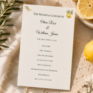 Tarjeta de Programa de Ceremonia de Boda Mediterrá