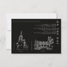 Tarjeta de Programa de Detalles de Boda Negra Mode