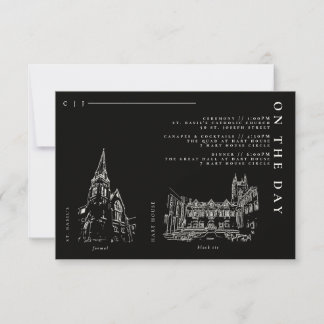 Tarjeta de Programa de Detalles de Boda Negra Mode