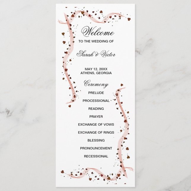 Tarjeta de programa de doble cara de flor de cinta (Anverso)