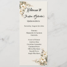 Tarjeta de programa de doble cara de Quinceanera M