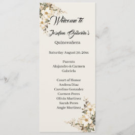 Tarjeta de programa de doble cara de Quinceanera M
