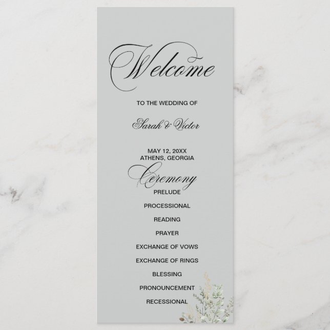 Tarjeta de programa de doble cara elegante Eucalyp (Anverso)