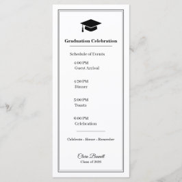 Tarjeta de Programa de Graduación 2026 en Negro y 