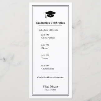Tarjeta de Programa de Graduación 2026 en Negro y