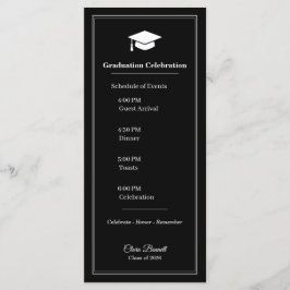 Tarjeta de Programa de Graduación Moderna en Blanc