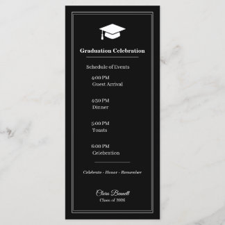 Tarjeta de Programa de Graduación Moderna en Blanc