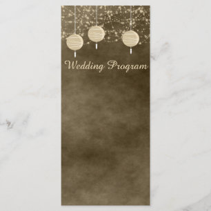Tarjeta de programa de matrimonio con linternas de