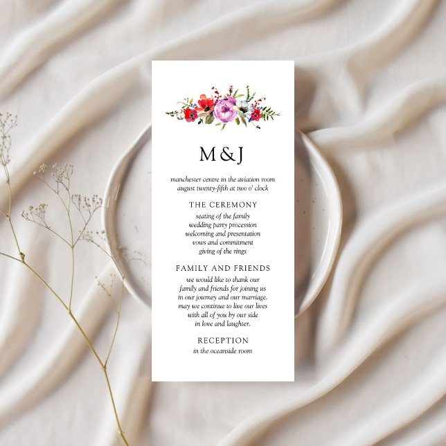 Tarjeta de programa de matrimonio de flores silves (Subido por el creador)