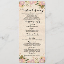 Tarjeta de programa de matrimonio floral de color