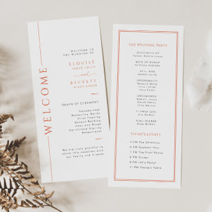 Tarjeta de programa de matrimonio para tipografía 