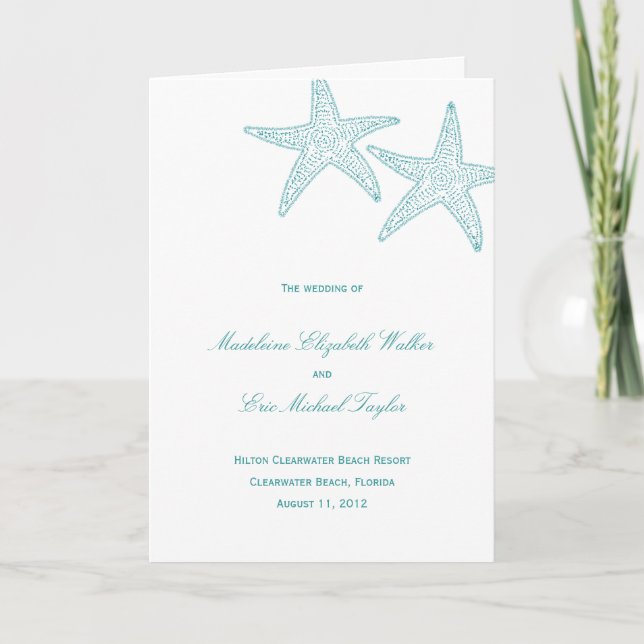 Tarjeta de programa de matrimonio Starfish (Anverso)