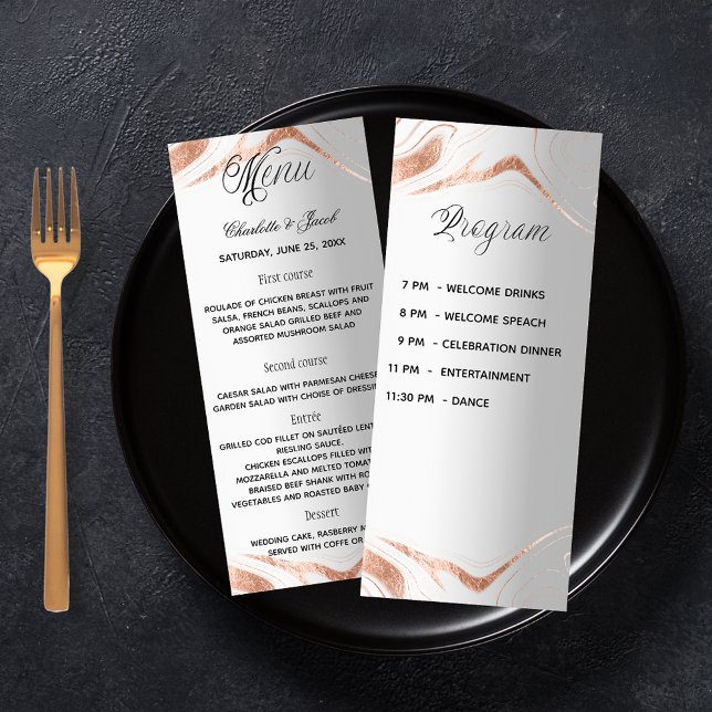 Tarjeta de programa de menú de cena boda de oro ro (Subido por el creador)