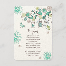 Tarjeta de programa de recepción de boda de jardín