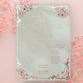 Tarjeta de programa de Relieve metalizado de Boda 