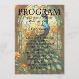 Tarjeta de programa de vidrio emplomado para boda