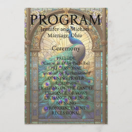 Tarjeta de Programa de Vidrio Emplomado para Boda