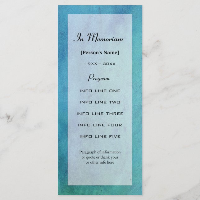 Tarjeta de programa del servicio conmemorativo (Anverso)