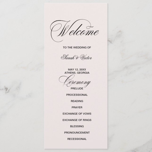 Tarjeta de programa doble elegante formal (Anverso)