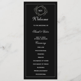 Tarjeta de programa doble lateral Monograma negro