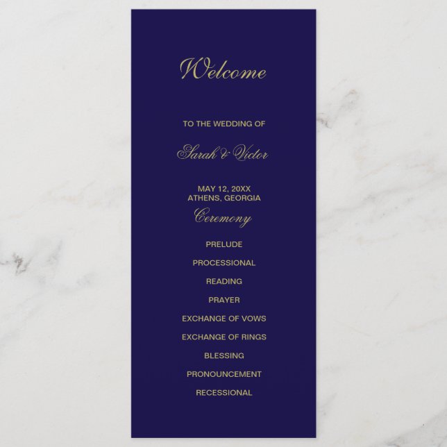 Tarjeta de programa doble lateral Royal Blue (Anverso)