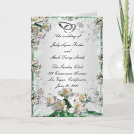 Tarjeta de programa floral blanco elegante