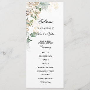 Tarjeta de programa floral doble lateral de Winter
