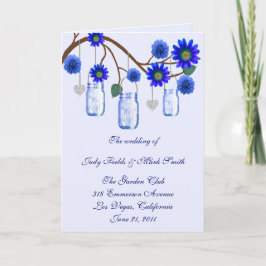 Tarjeta de programa Flores Azules Mason Jars