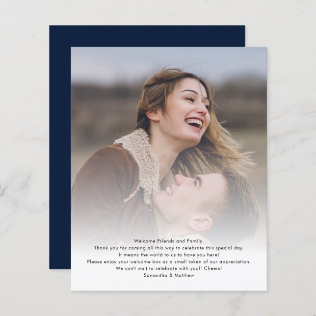 Tarjeta de programa fotográfico tinerario de boda  (Anverso / Reverso)