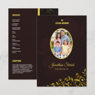 Tarjeta de programa funerario