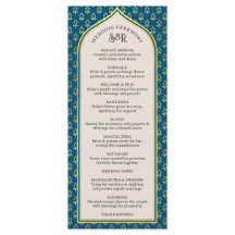 Tarjeta de programa Gold Floral Indian & Hindu Wed