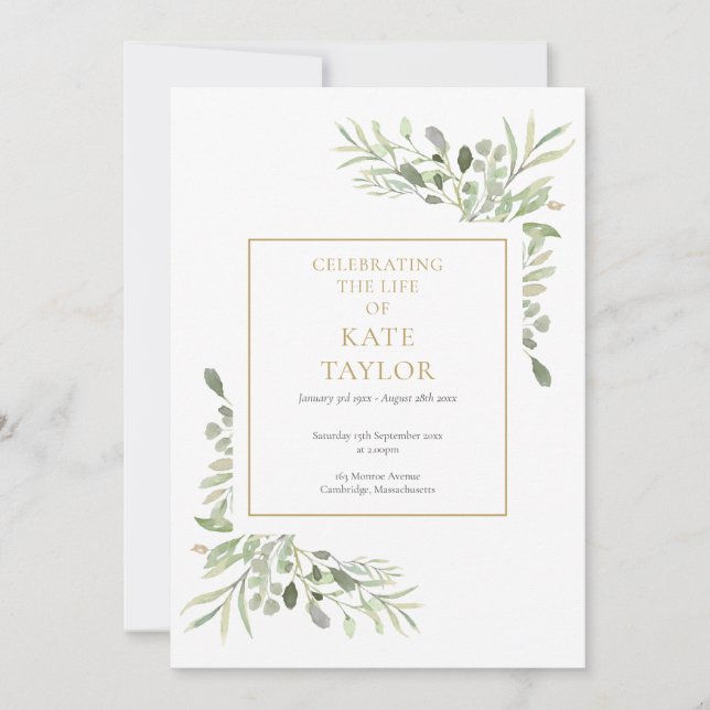 Tarjeta De Programa Greenery Funeral Order Of Serv (Anverso)