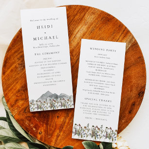 Tarjeta de programa HEIDI Boho Wildflower Long Wed