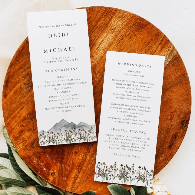 Tarjeta de programa HEIDI Boho Wildflower Long Wed (Subido por el creador)