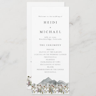 Tarjeta de programa HEIDI Boho Wildflower Long Wed