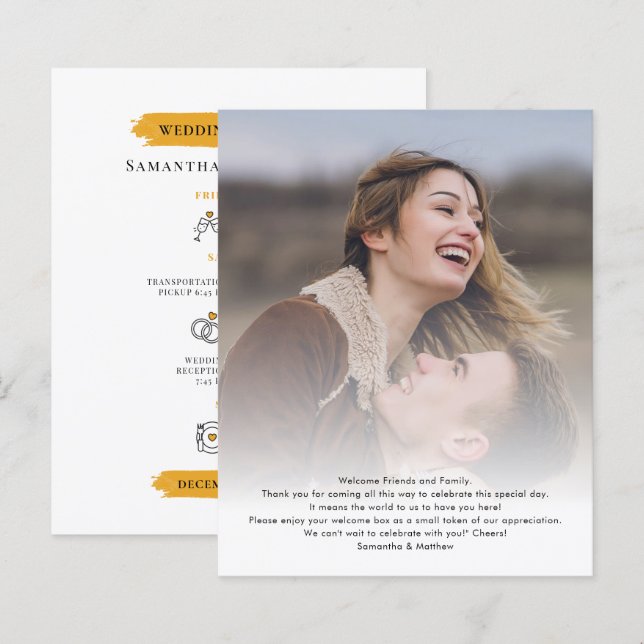 Tarjeta de programa Itinerario de Boda de Destino  (Anverso / Reverso)